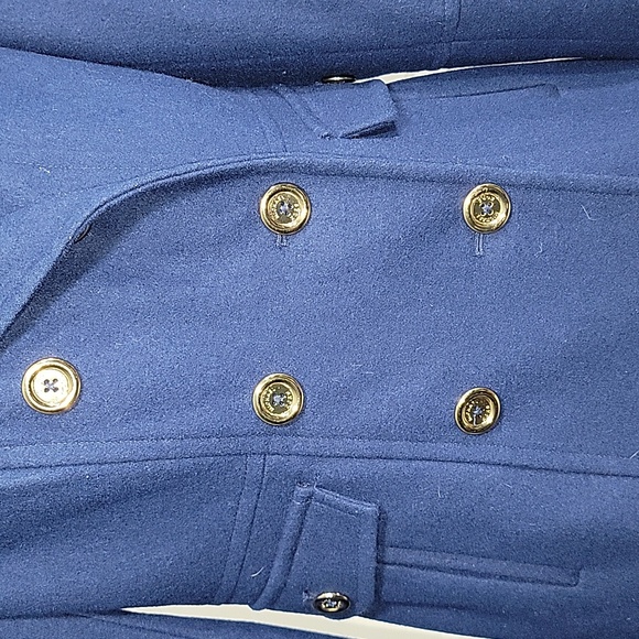 Michael Kors Double Breasted Women's Blue Pea Coat Size Small - Picture 4 of 12